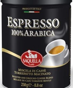 Ground Coffee For Moka Pots Saquella Espresso 100 % Arabica 250 G Ground Coffee
