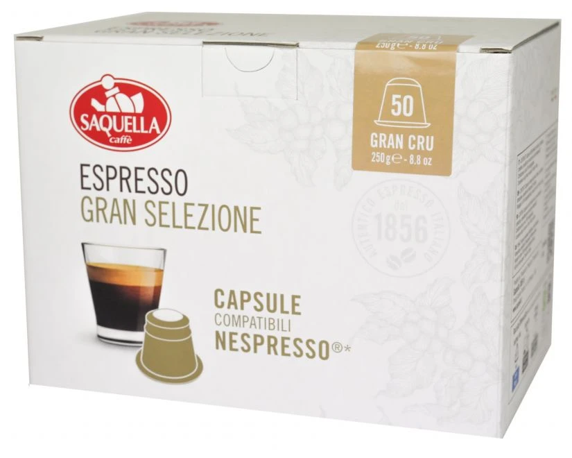 Nespresso Compatible Coffee Capsules Saquella Gran Cru Nespresso-Compatible Coffee Capsules 50 Pcs 1 Nespresso Compatible Coffee Capsules Saquella Gran Cru Nespresso-Compatible Coffee Capsules 50 Pcs