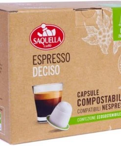 Nespresso Compatible Coffee Capsules Saquella Espresso Deciso Compostable Nespresso-Compatible Coffee Capsules 50 Pcs