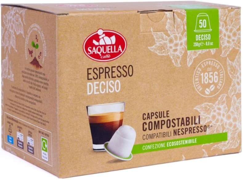 Nespresso Compatible Coffee Capsules Saquella Espresso Deciso Compostable Nespresso-Compatible Coffee Capsules 50 Pcs 1 Nespresso Compatible Coffee Capsules Saquella Espresso Deciso Compostable Nespresso-Compatible Coffee Capsules 50 Pcs