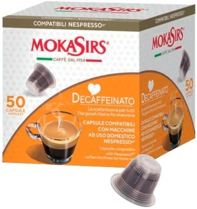 Nespresso Compatible Coffee Capsules MokaSirs Decaffeinato Nespresso-Compatible Coffee Capsules 50 Pcs 1 Nespresso Compatible Coffee Capsules MokaSirs Decaffeinato Nespresso-Compatible Coffee Capsules 50 Pcs